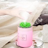 330ml Bedlight Humidifier |USB | Plant | Aroma Diffuser | Essential Oil | Ultrasonic | Cool Mist Humidifier | Air Purifier | Soft Warm LED Nacht Verlichting | Roze