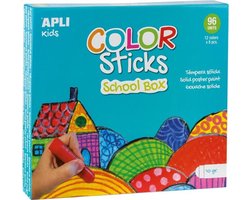 APLI KIDS VERF COLOR STICKS - SCHOOLBOX - 96 stuks