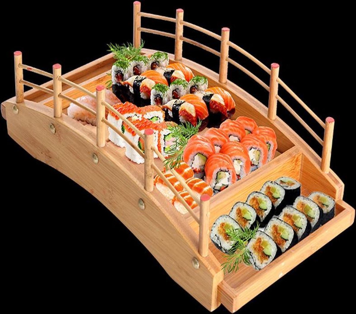 iBaste_Plat Plateau en Bois en Forme De Bateau Japonais Créatif Plateau Cuisine Vaisselle Décoration Ornement pour Sushi Sashimi 