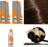 XP100 haarverfpakket kleur 8.1  Lichtblond & As (2x 100ML) met 6% waterstof ( 1x 250ML) incl verfbakje, kwast, maatbeker, puntkam en handschoenen