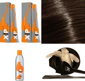 XP100 haarverfpakket kleur 6.35  Donkerblond & Goud & Mahonie (2x 100ML) met 9% waterstof ( 1x 250ML) incl verfbakje, kwast, maatbeker, puntkam en handschoenen