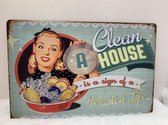 Retroplaat Clean house