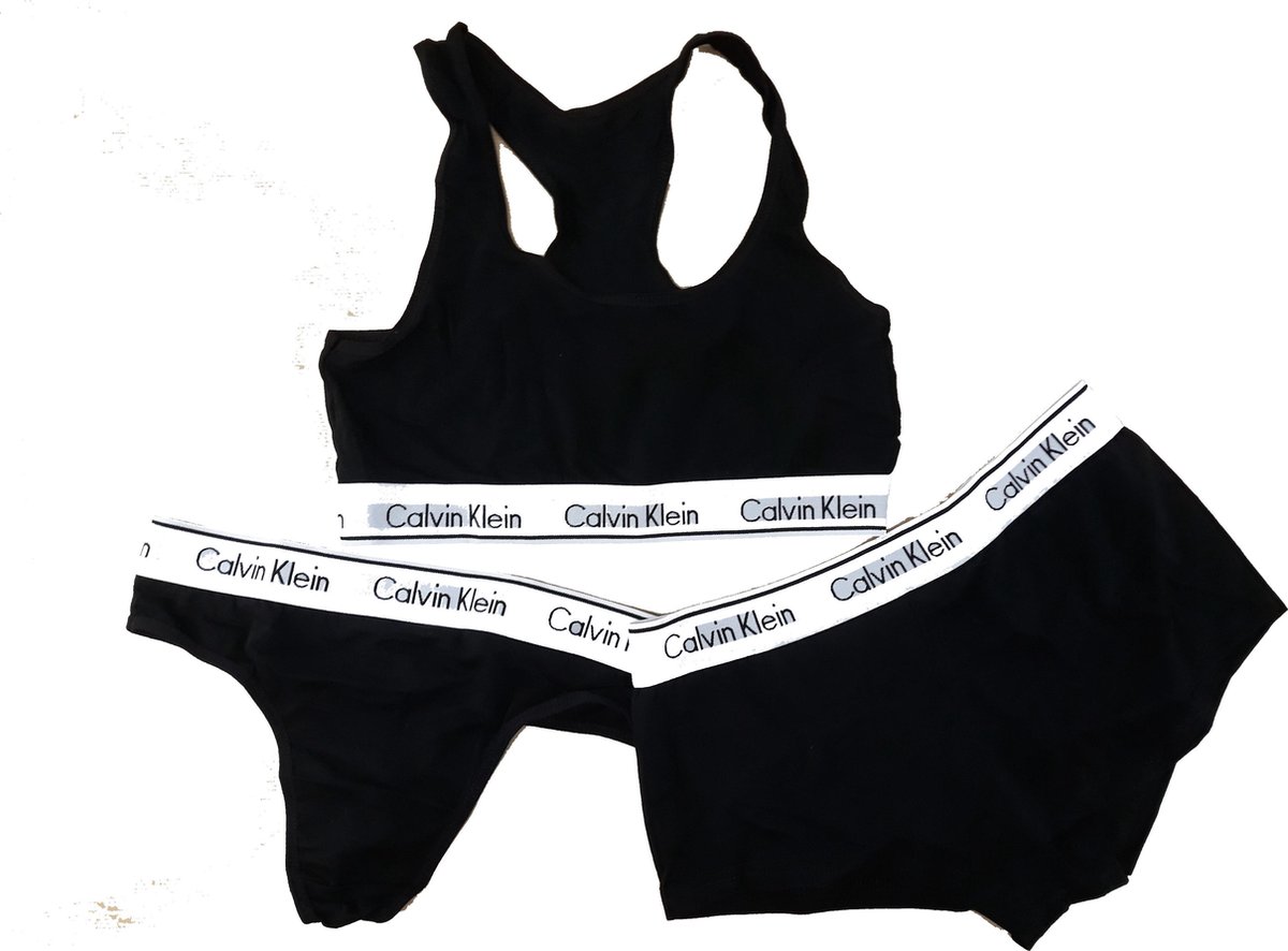 Calvin Klein dames set bustier short en string zwart U2664GLPF, maat S |  bol.com