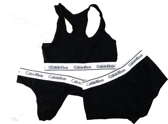 Junior stijfheid Paradox Calvin Klein dames set bustier short en string zwart U2664GLPF, maat S |  bol.com