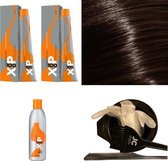 XP100 haarverfpakket kleur 6.12  Donkerblond & As & Violet (2x 100ML) met 9% waterstof ( 1x 250ML) incl verfbakje, kwast, maatbeker, puntkam en handschoenen