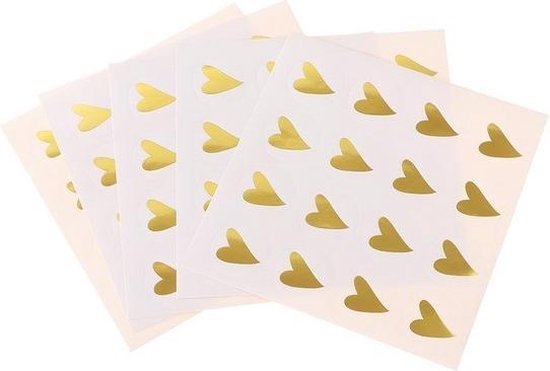 Sluitsticker - Sluitzegel - Wit met Gouden hart | Moederdag | Trouwkaart - Geboortekaart - Envelop | Goud | Hartjes - Hart | Envelop stickers | Cadeau - Gift - Cadeauzakje - Traktatie | Chique inpakken | Huwelijk - Babyshower - Kraamfeest - Kerst - Merkloos