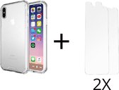 iPhone 7/8/SE (2020) hoesje - iPhone 7/8/SE (2020)  case siliconen transparant - Deal - 2x screen protector tempered glass - Package deal