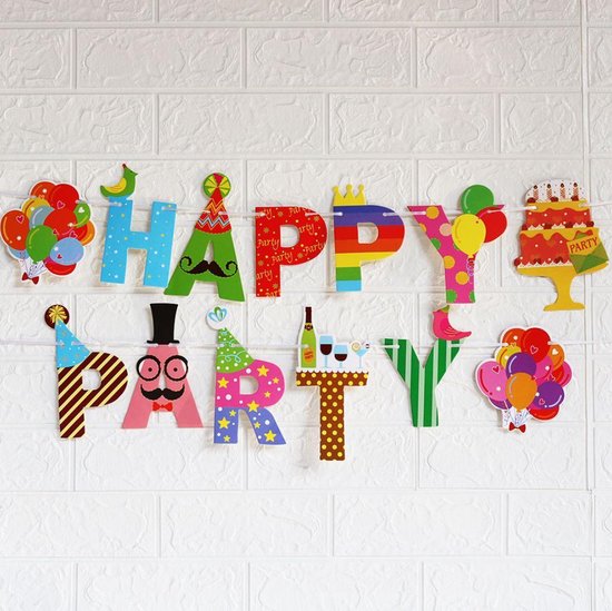 HAPPY PARTY Slingers, Kinder slingers, Letter Slingers, Multi kleuren, 13  stuks,... | bol.com