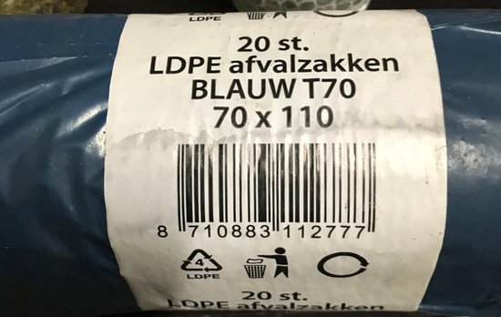 Bol Com Afvalzak Ldpe T 70 Blauw Rol A St