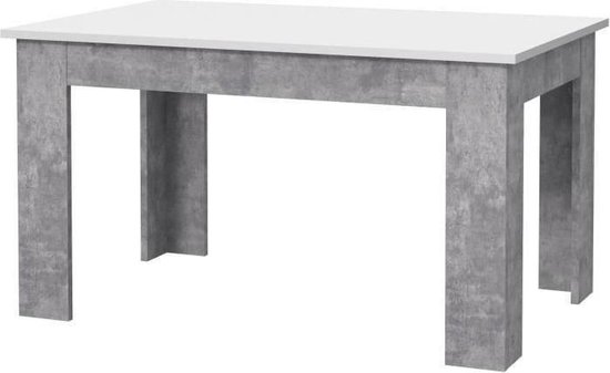 PILVI Eettafel - Wit en lichtgrijs beton - L 140 x I90 x H 75 cm