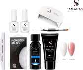 SMACKV® Poly Gel Kit - Gellak starter pakket incl. USB UV Lamp - 2 kleuren Poly Gel Acryl nagels Nude  & Wit- Nageltip - Nagelvijl - Slip Solution - Base & Top Coat 15ml - Dual nag