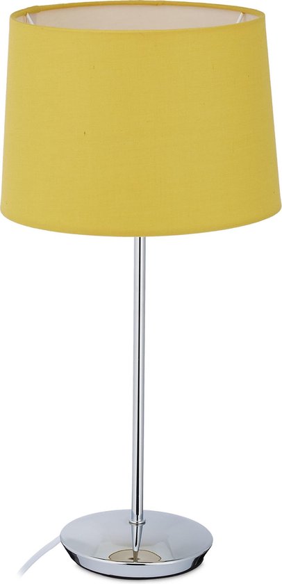 Relaxdays tafellamp slaapkamer - schemerlamp woonkamer - E14 fitting - nachtlampje - geel