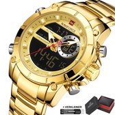 Horloges voor Mannen Heren Horloge Herenhorloge Watch - Jongens Horloges - Incl. Horlogebox Geschenkdoos & Versteller - Goud - Litts®