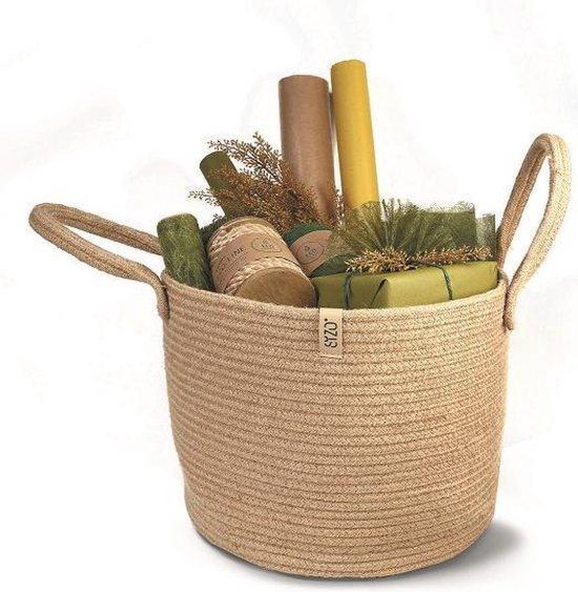 SIZO Plantenmand en opbergmand Ø 36 x h 26 cm. Naturel