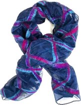 Colourful Women - Zijde/vilt sjaal - Carrépatroon - hemelsblauw-violet - 180x35 cm - Fairtrade !