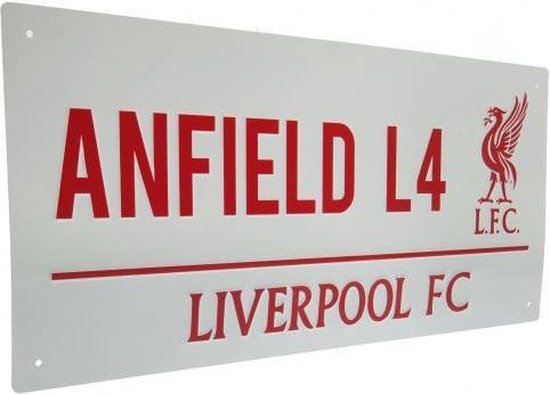 Liverpool plaat - sign - Anfield - wit/rood - 40 x 18 cm
