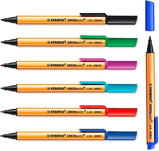 STABILO Fineliners - Greenpoint - 40 stuks in 6 kleuren - Stabilo - 0,8 mm  punt - pen... | bol.com