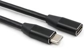 DrPhone CHX9 - USB-C male naar USB-C female kabel – Oplaadkabel - OTG Verlengkabel - Thunderbolt 3 - 1 Meter – Zwart