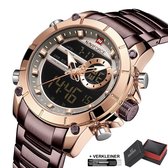 Curren - Horloge Heren - Cadeau voor Man - Horloges voor Mannen - 43.5 mm - Coffee Bruin Rosé