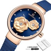 Naviforce® Horloges voor Vrouwen Dameshorloge Meisjes Moederdag Cadeautje Cadeau – Dames Watch Horloge – Horlogebox Geschenkdoos – Blauw Rosé