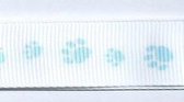 SR1224/03 Ribbon white/printed paw light blue 16mm 20mtr