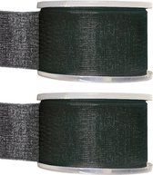 2x Hobby/decoratie zwarte organza sierlinten 4 cm/40 mm x 20 meter - Cadeaulint organzalint/ribbon - Striklint linten zwart