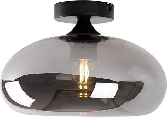 QAZQA busa - Art Deco Plafondlamp - 1 lichts - Ø 28 cm - Zwart - Woonkamer | Slaapkamer | Keuken