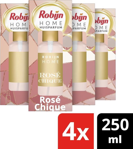 Robijn Home Rosé Chique Huisparfum - 4 x 250 ml - Voordeelverpakking