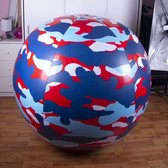 Grote opblaasbare Strandbal 1.4 meter opgeblazen Camoflage kleuren Rood/Blauw/Wit