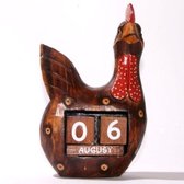 Houten blokkalender haan, decoratiedieren