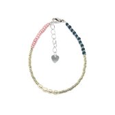 Stripes & pearls armband - Zilver