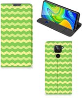 Book Case Xiaomi Redmi Note 9 Telefoonhoesje Waves Green