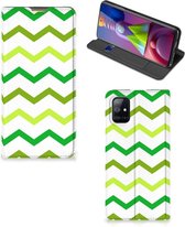 Leuk Telefoonhoesje Geschikt voor Samsung Galaxy M51 Bookcase Zigzag Groen