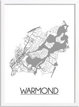 Warmond Plattegrond poster A4 + Fotolijst Wit (21x29,7cm) - DesignClaud