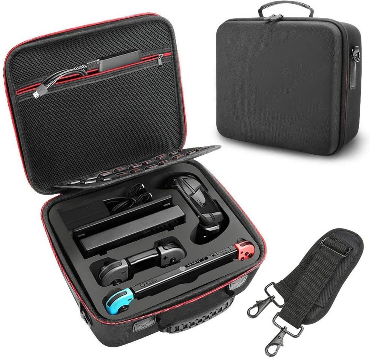 YONO Case geschikt voor Nintendo Switch / Switch OLED – Draagbare Opbergtas Koffer voor Console en Accessoires – Zwart XL - YONO