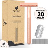 Naera 2x Safety Razor Set voor Vrouwen, Inclusief 10 mesjes/Razor Blades, Rose Goud