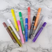 12 Acryl markers Set - Stiften-12 Briljante Kleuren - Pennen acrylverf op water en pigmentbasis 2-3 mm - Steen, Kleding, Kermaiek, Papier, Glas