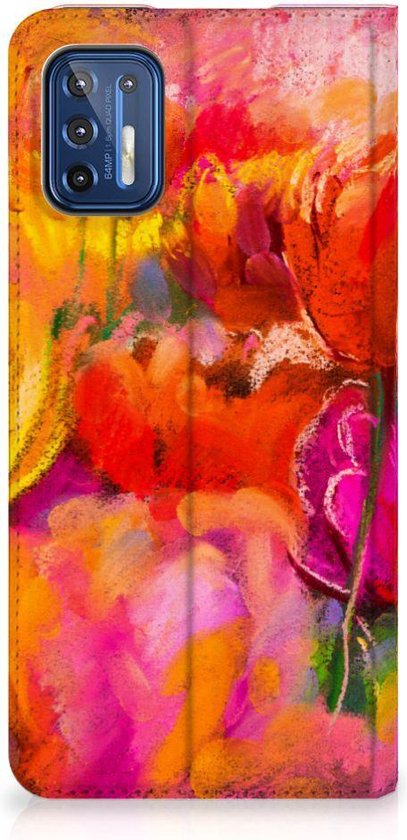 Coque avec Texte Motorola Moto G9 Plus Smart Cover Tulips