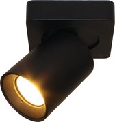Plafonnier Megano 1L Zwart - 1x GU10 LED 4.9W 2700K 355lm - IP20 - Dimmable> spots éclairage LED noir | spot en saillie led noir | plafonnier noir | spot led noir | lampe led noire