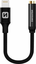 Swissten Lightning naar 3,5mm jack audio aansluiting adapter - Geschikt voor iPhone 7/8/X/11/12/13/14 - Zwart