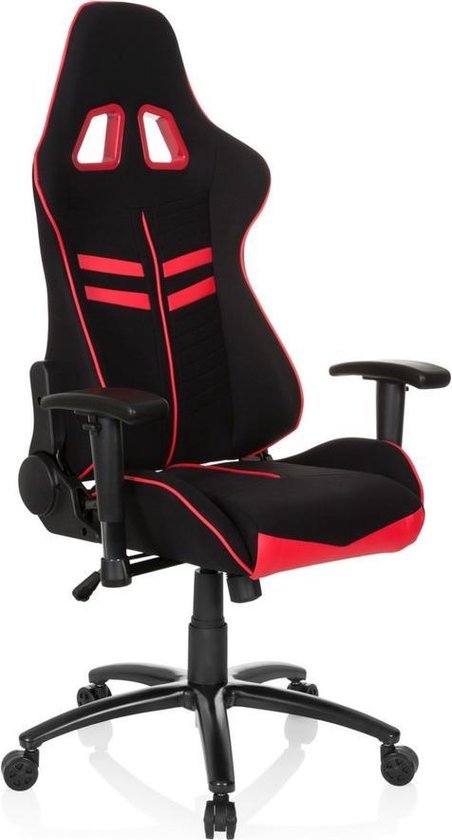 hjh office League Pro I - Chaise de bureau - Chaise de direction - Chaise de course - Cuir artificiel - Noir / rouge