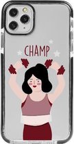 Hoesjes Atelier Zwart Frame Transparant Impact Case Champ Meisje voor IPhone 11Pro met ScreenProtector