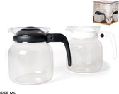 Theepot met zwart deksel en handvat 0,65 liter - Glazen thee/koffie potten - 650 ml theepot