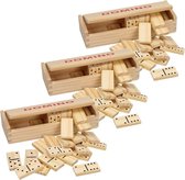 Boîte 3x Jeu de dominos en bois en boîte - 84x dominos - Jeu de société - Jeu de famille