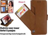 EmpX.nl Apple iPhone 11 Khaki Boekhoesje | Portemonnee Book Case | Flip Cover Hoesje | Met Multi Stand Functie | Kaarthouder Card Case | Beschermhoes Sleeve | Met Pasjeshouder & Magneet Sluit
