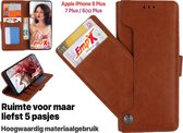 EmpX.nl Apple iPhone 8 Plus / 7 Plus / 6(s) Plus Bruin Boekhoesje | Portemonnee Book Case | Flip Cover Hoesje | Met Multi Stand Functie | Kaarthouder Card Case | Beschermhoes Sleeve | Met Pas