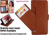 EmpX.nl Apple iPhone XS Max Bruin Boekhoesje | Portemonnee Book Case | Flip Cover Hoesje | Met Multi Stand Functie | Kaarthouder Card Case | Beschermhoes Sleeve | Met Pasjeshouder & Magneet S