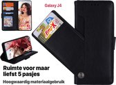 EmpX.nl Samsung Galaxy J4  Zwart Boekhoesje | Portemonnee Book Case | Flip Cover Hoesje | Met Multi Stand Functie | Kaarthouder Card Case | Beschermhoes Sleeve | Met Pasjeshouder & Magneet Sl