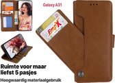 EmpX.nl Samsung Galaxy A31 Khaki Boekhoesje | Portemonnee Book Case | Flip Cover Hoesje | Met Multi Stand Functie | Kaarthouder Card Case | Beschermhoes Sleeve | Met Pasjeshouder &