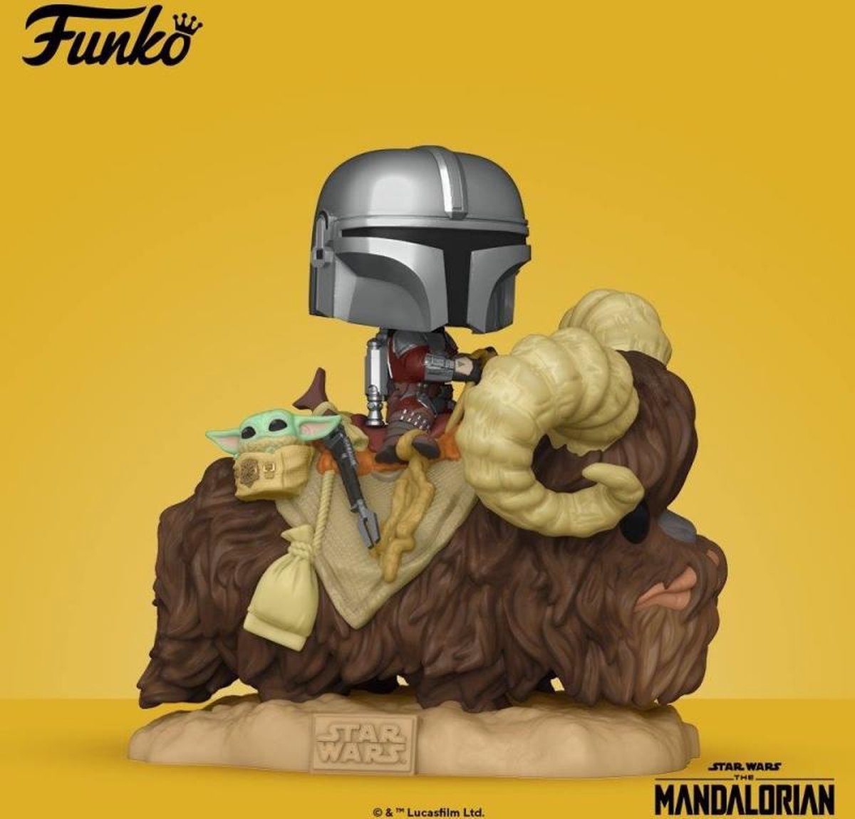 Funko Mando on Bantha met Child in Bag Funko Pop! Deluxe The